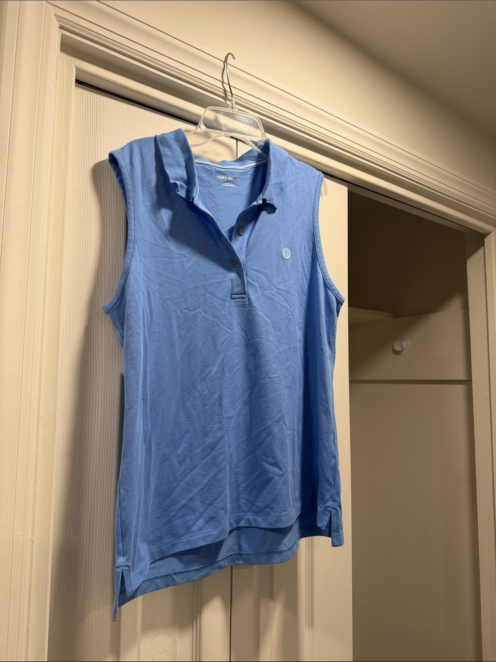 Tory Burch Sky Blue Sleeveless Polo Tank